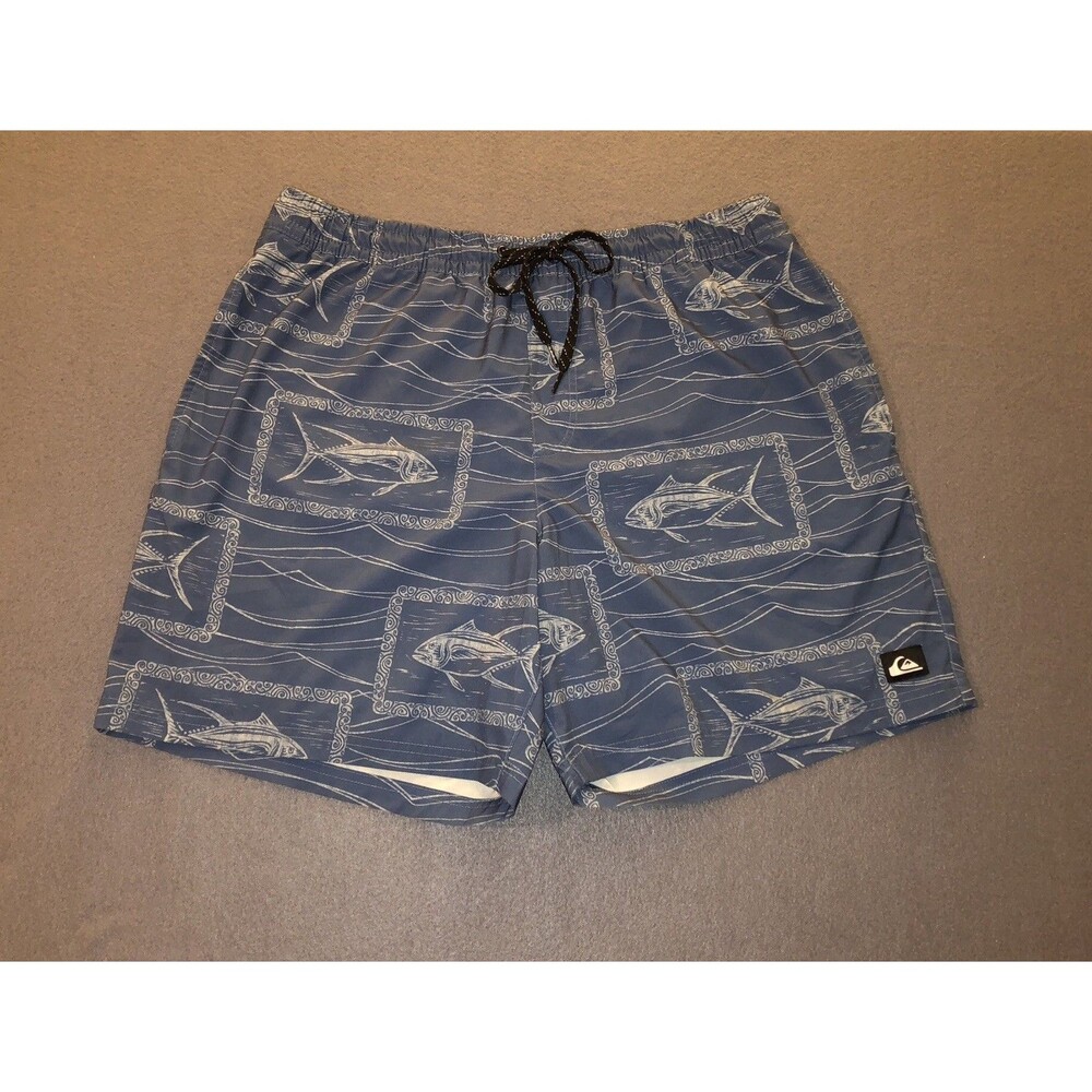 Quiksilver Men’s Swim Trunks XL Mens Fishing Surfing Slate Blue Swim Trunks